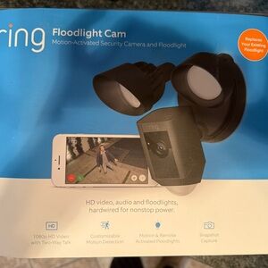 NEW Ring Black Floodlight Security Camera hardwired